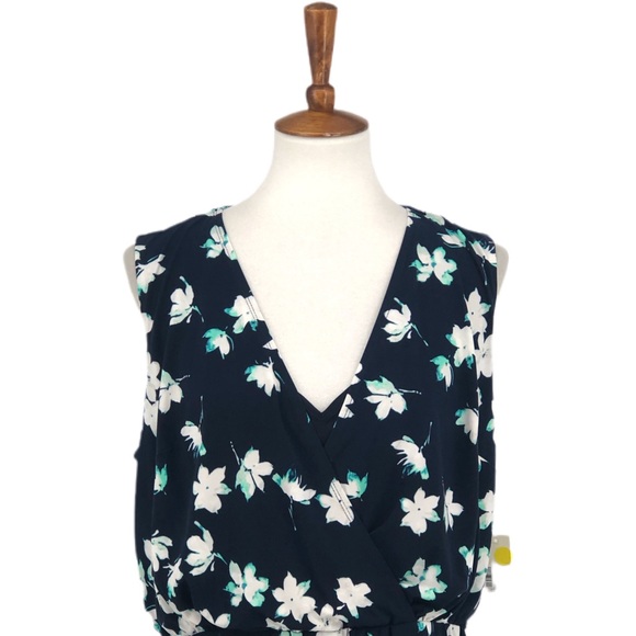 Eliza J Navy & Green Floral Print Dress, Size 14 - Picture 2 of 8